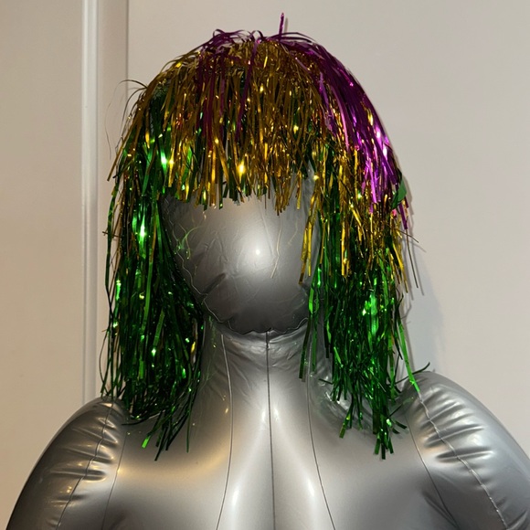 Metallic Foil party wig green gold & purple one size Costume Mardi Gras Party - Picture 1 of 4
